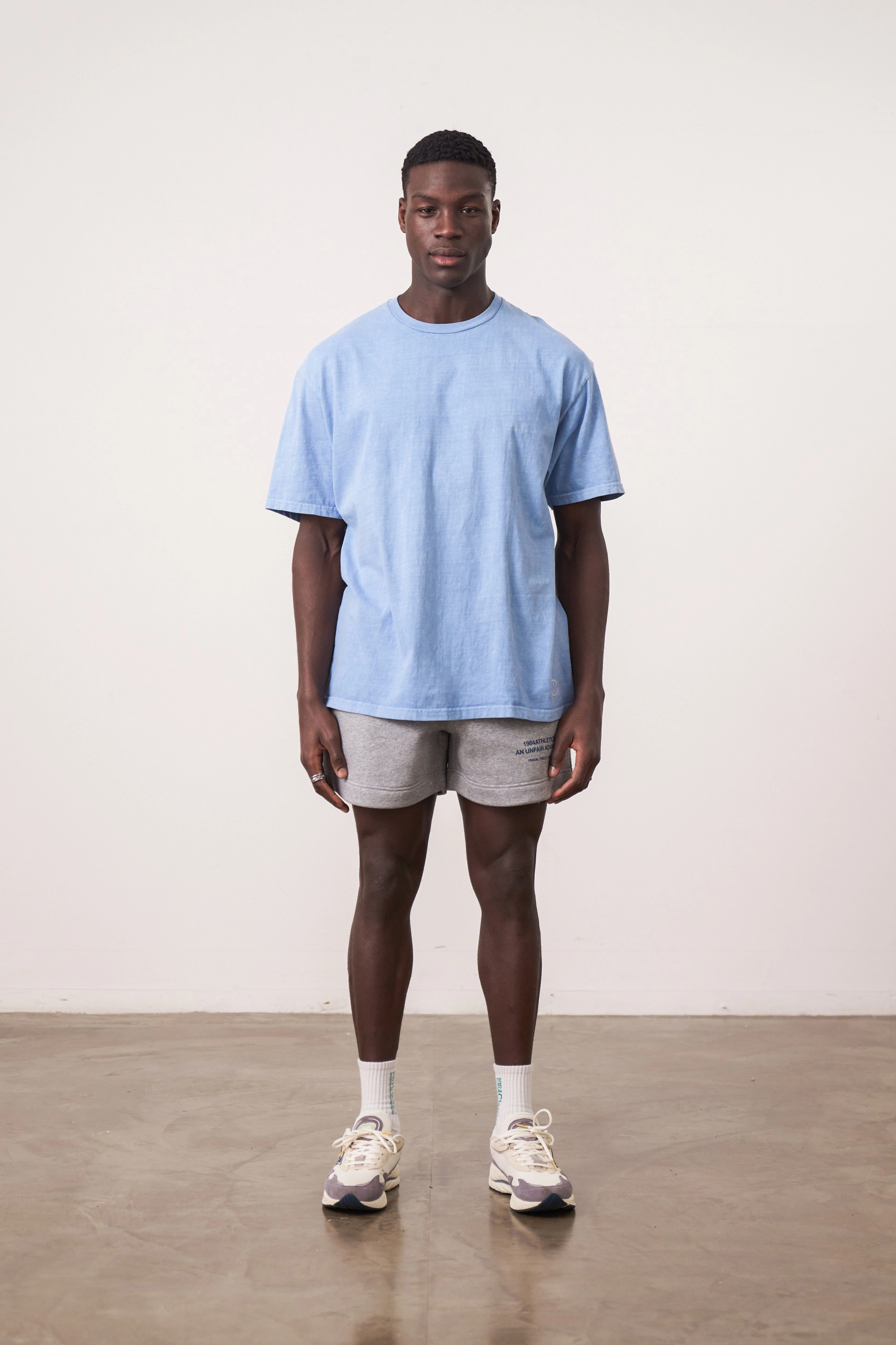 Stylish and Relaxed Essentials Vintage Washed Tee - Powder Blue
