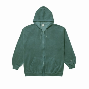 Essentials Vintage Washed Zip Up Hoodie - Forest Quick Dry Technology Warm Garment