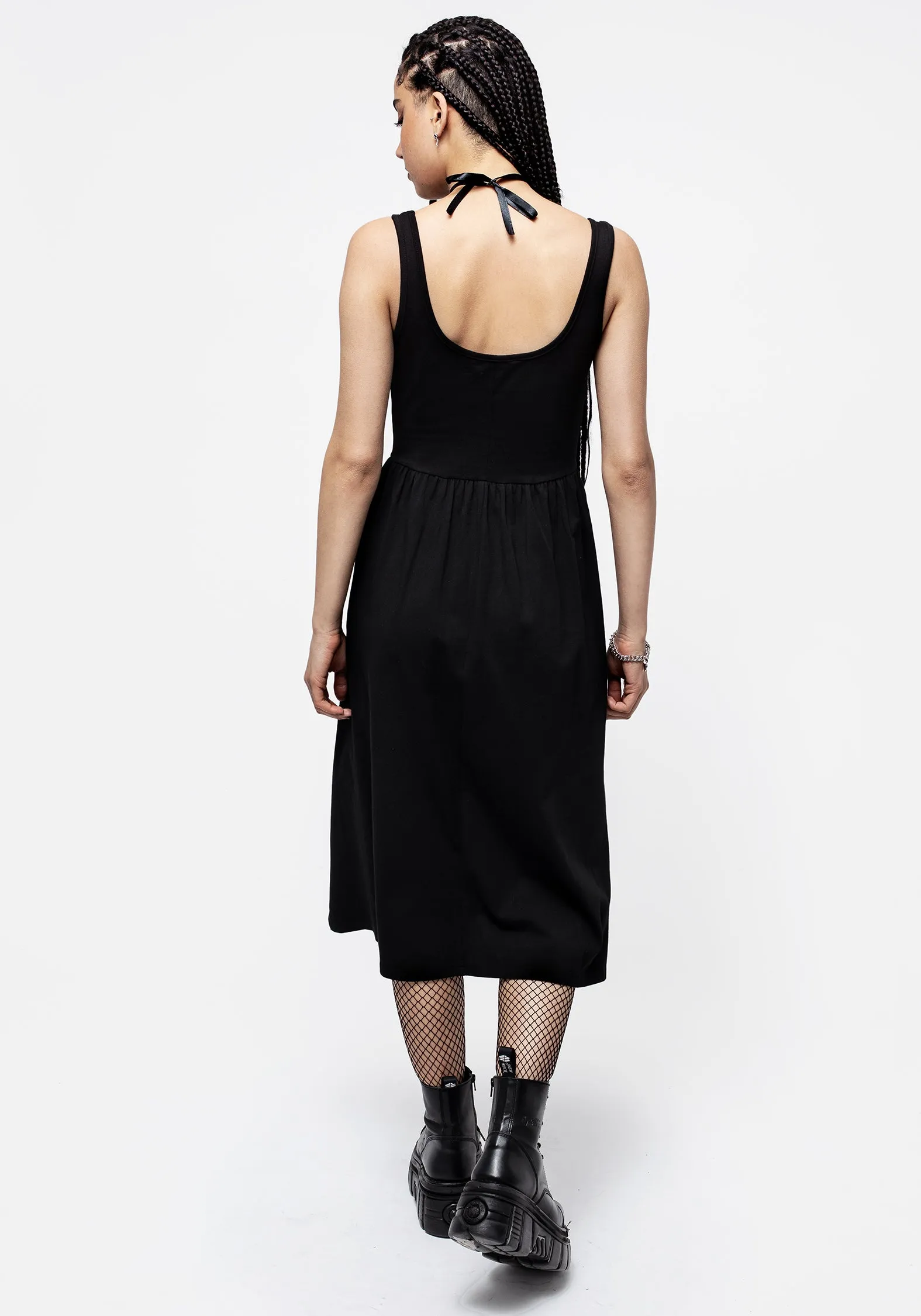 Astarte Basque Waistline Jersey Midi Dress Urban Spirit Polite Color