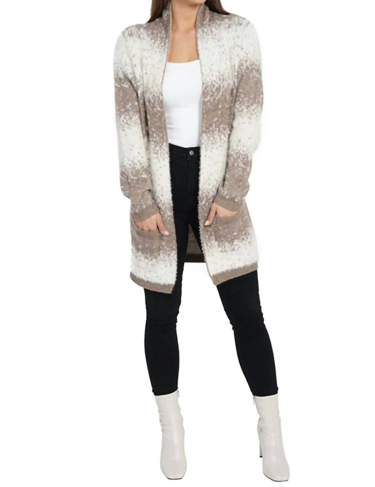 Winter Comfort Wear Soft Material Dylan Cardigan In Beige