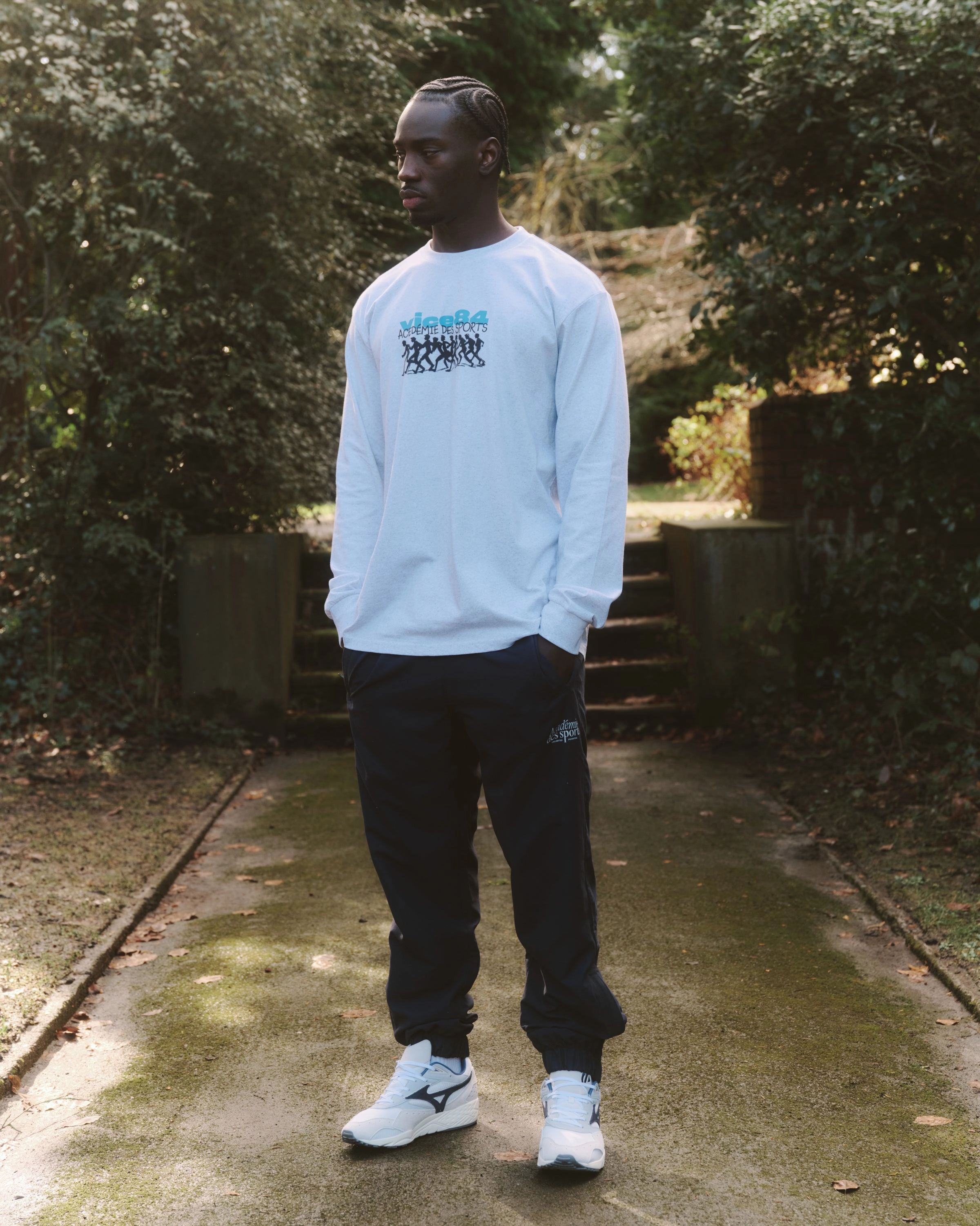 Vice 84 'Runners' LS Tee - Ash Grey WrinkleResistant Texture