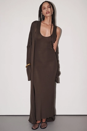 Comfortable fit for outings Structured-Shape EVE DARK OLIVE SCOOP KNIT MIDI DRESS