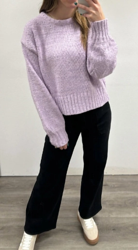 Winter Apparel Warm Comfort Everlee Loose Fit Soft Sweater Top In Lavender