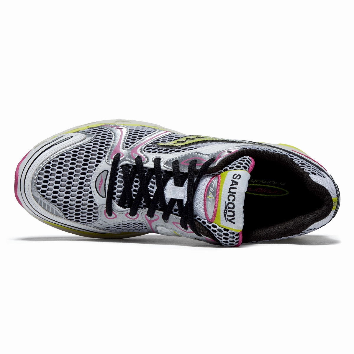 Quick Dry Interior Saucony Progrid Triumph 4 Shoes - White/Fluo