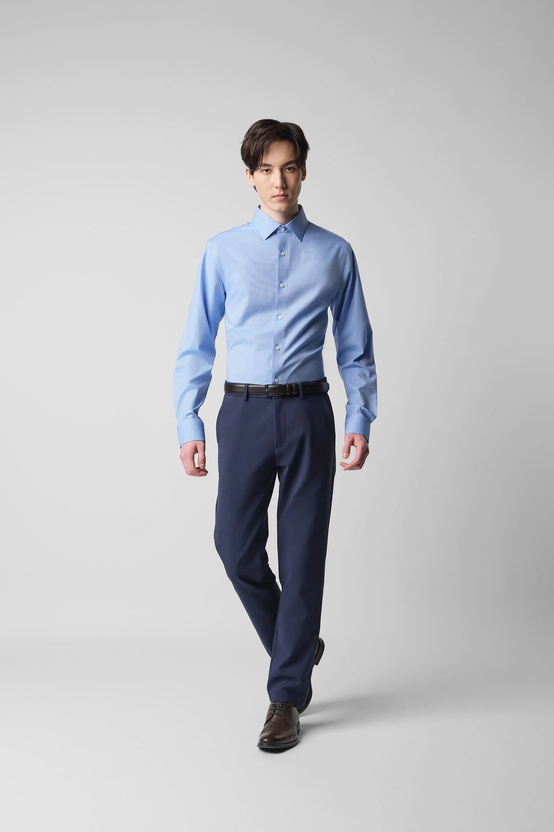 Eye-Catching Pattern Smart Look CottonSTRETCH Royal Oxford Dress Shirt | Blue 33244N