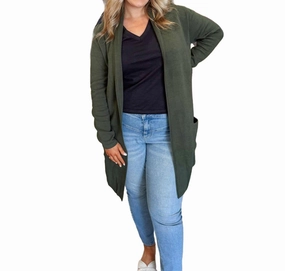 Woodland Wrap Cardigan In Forest Green Casual Knit Layer Chilly Days Wear