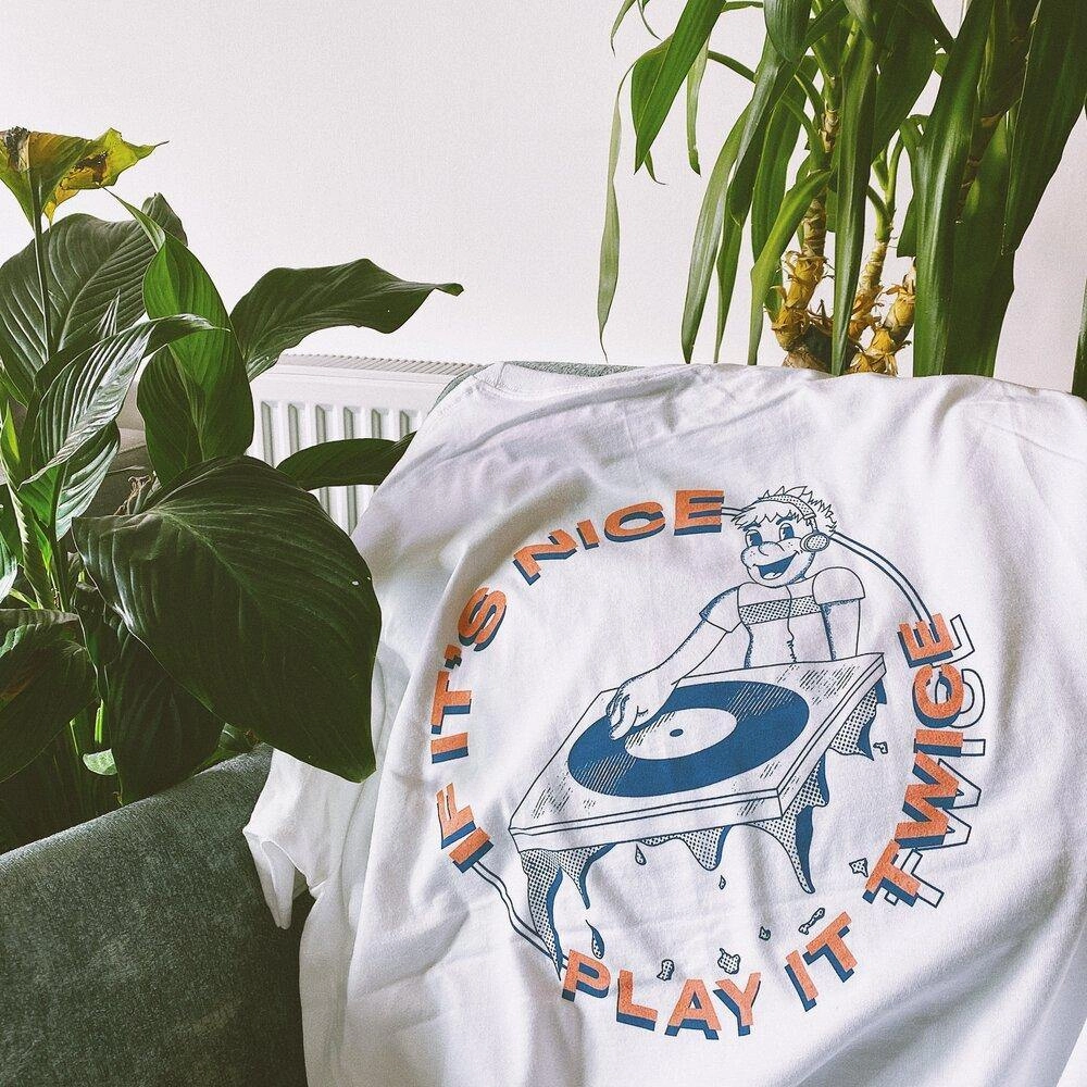 DISCO ONLY 'Play it Twice V1' Tee - White NonIrritating Fabric