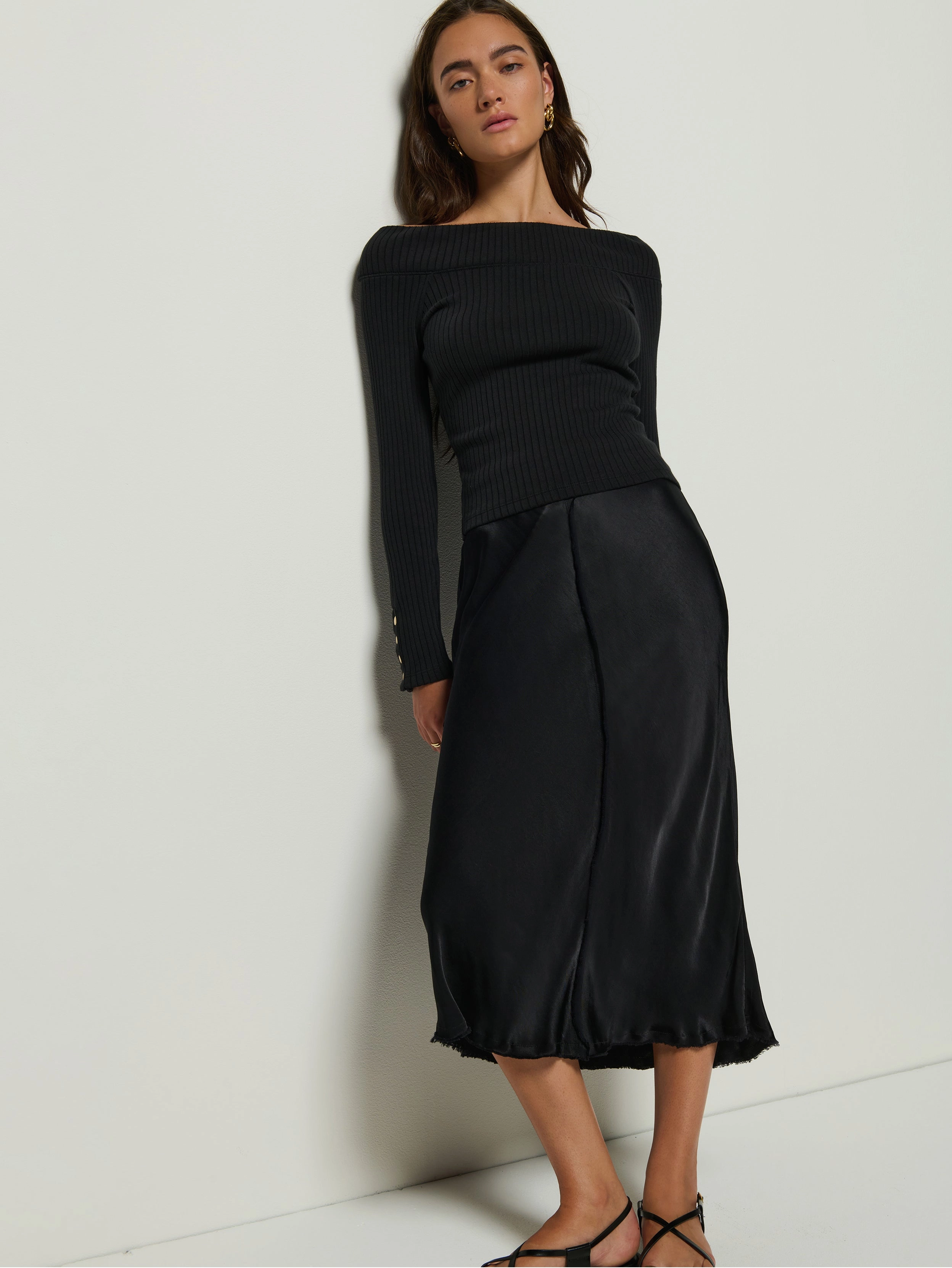 Lola Bias Midi Skirt Sheer Overlay