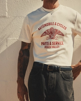 Parts & Service ??50s T-Shirt - Off White Abrasion resistant