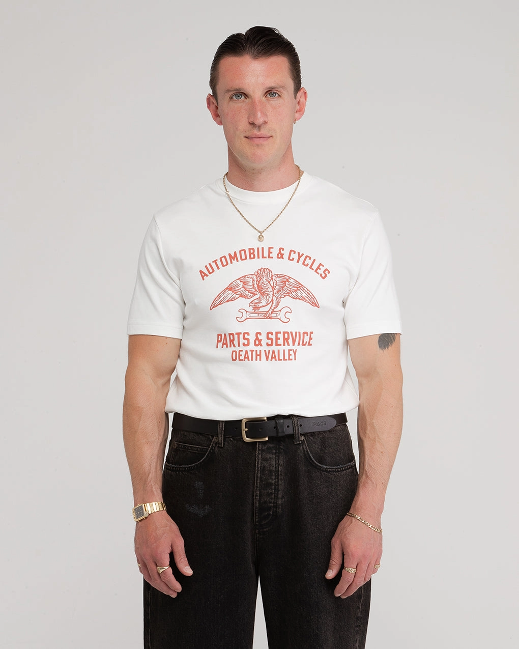 Parts & Service ??50s T-Shirt - Off White Comfortable Layering Active Style