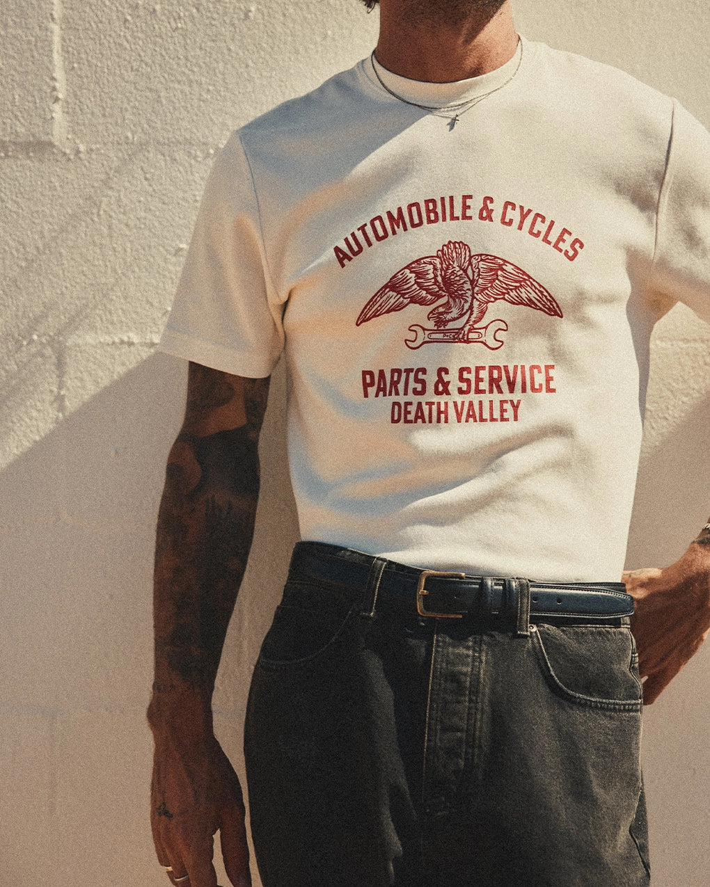 Parts & Service ??50s T-Shirt - Off White Abrasion resistant