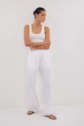ExtendedSizeRange Everyday Comfort Wear CARLA WHITE DRAWSTRING LINEN PANT