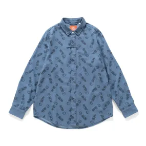 (EX571) Allover Print Denim Shirt Geometric Design