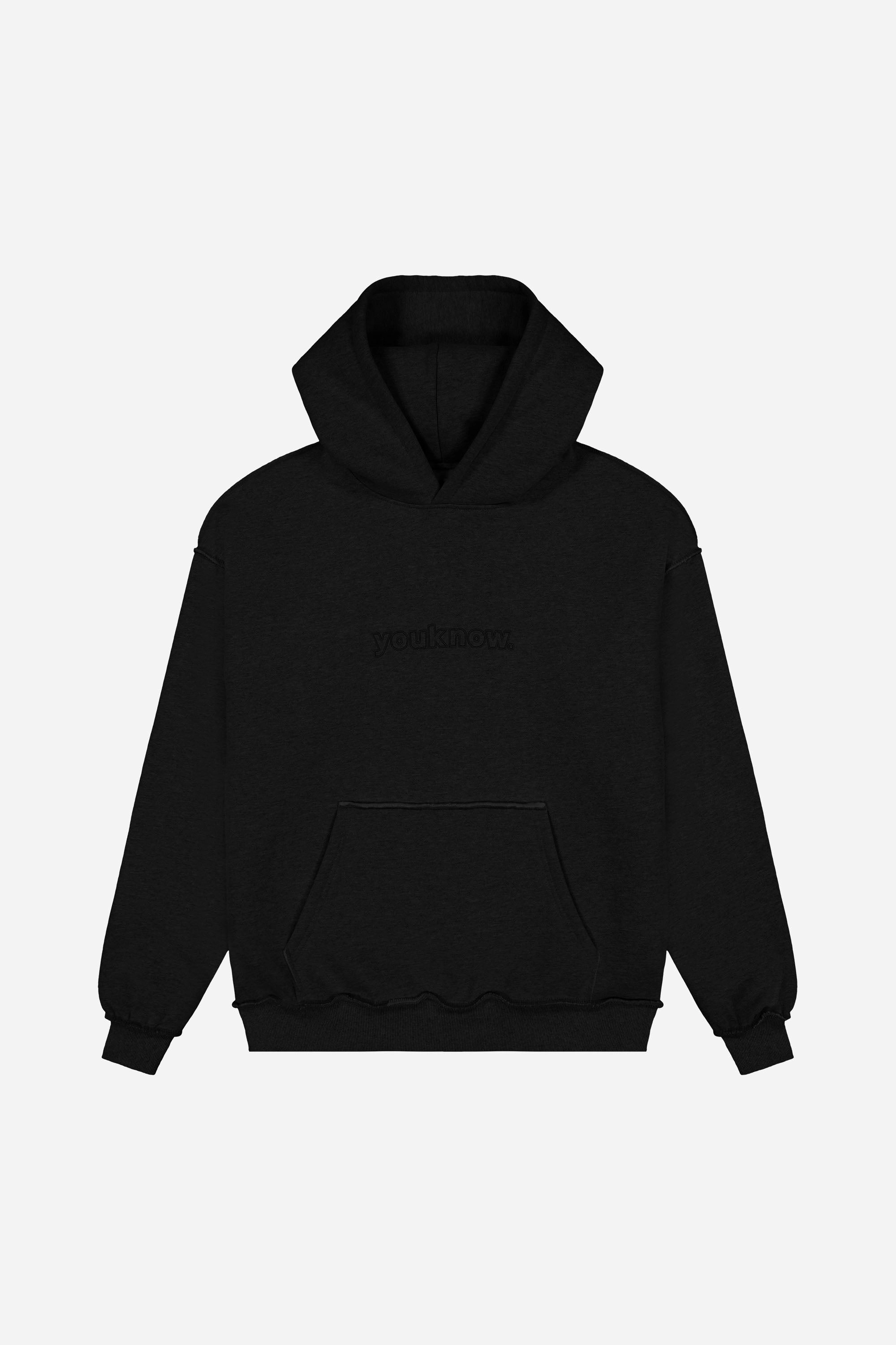 Travel Style Exposed Seam Hoodie | Black