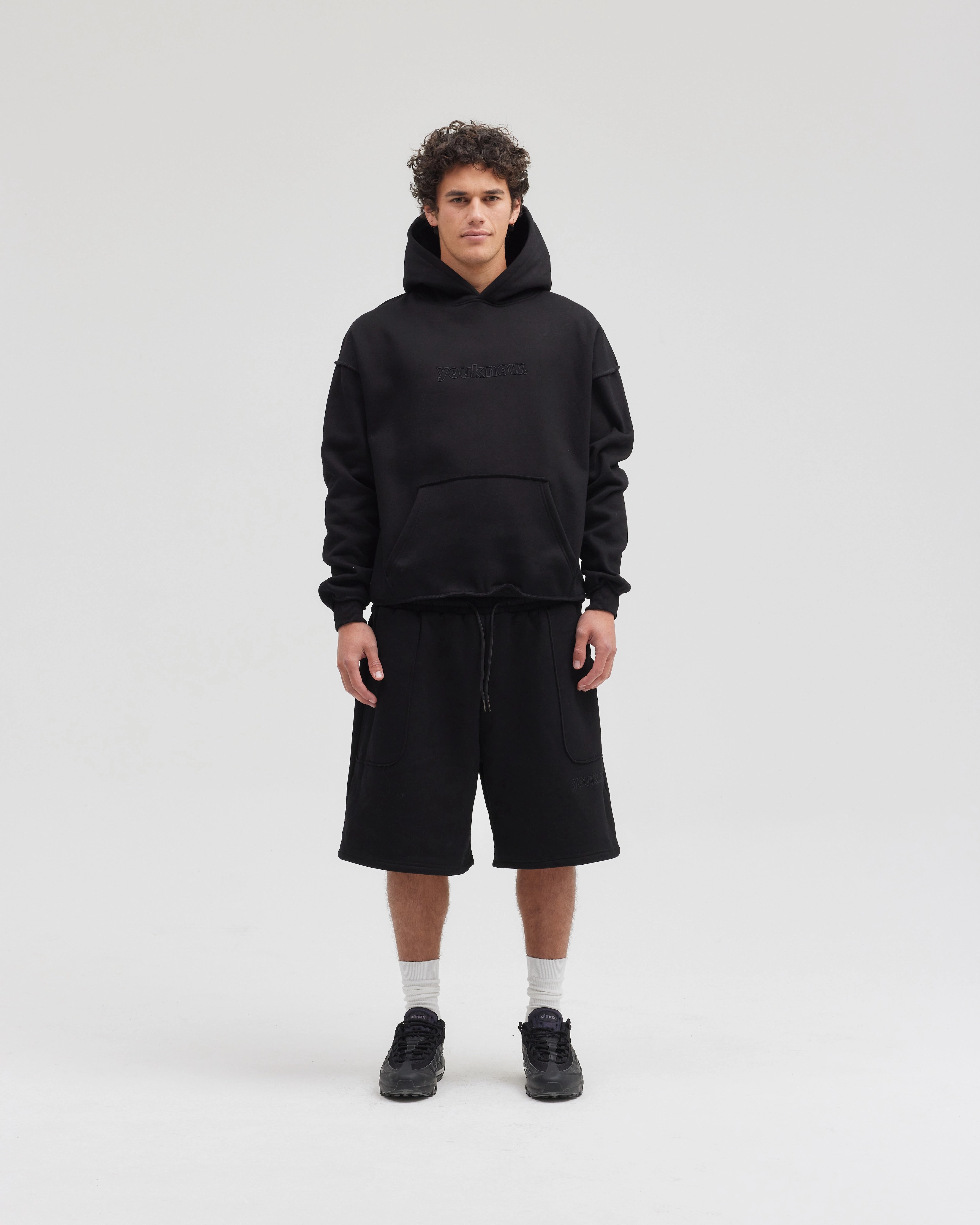 desert exploration Soft Touch Feel Exposed Seam Hoodie | Black