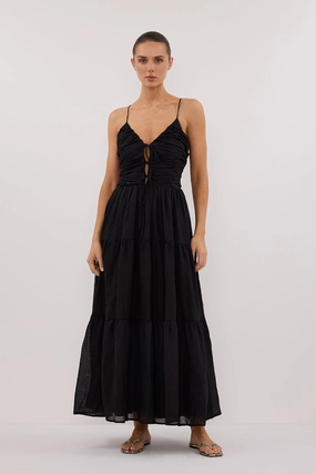 MARNIE BLACK RAMIE MIDI DRESS Comfortable texture