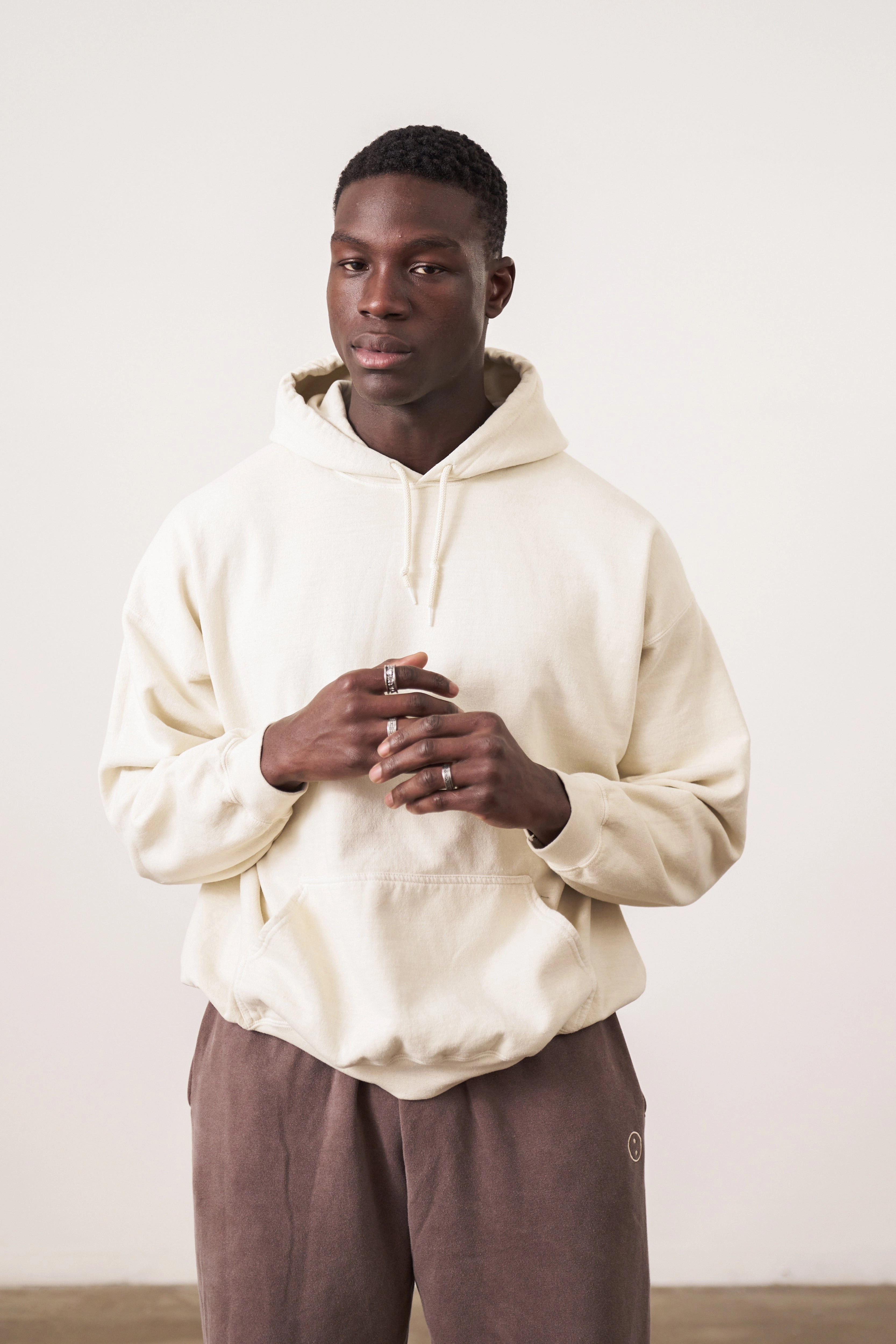Mediterranean style Essentials Vintage Washed Hoodie - Ivory