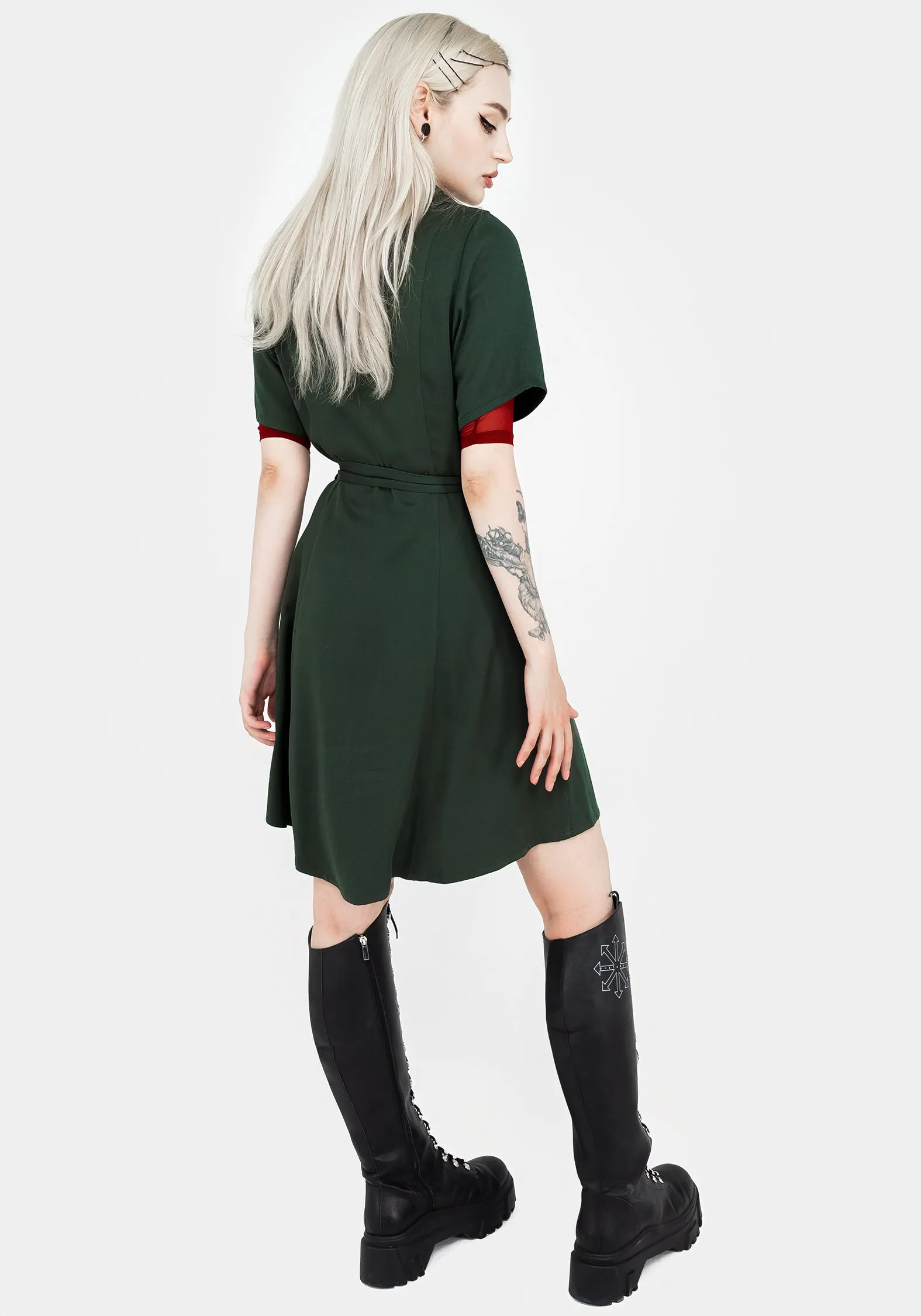 Non-Iron Minimalist fit-and-flare Fable Button Up Mini Shirt Dress