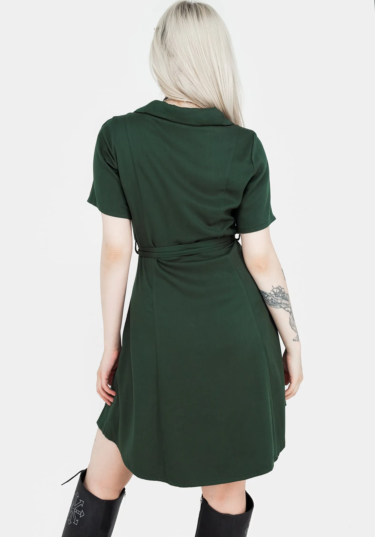 Fable Button Up Mini Shirt Dress Bright Vibe Draped-Style