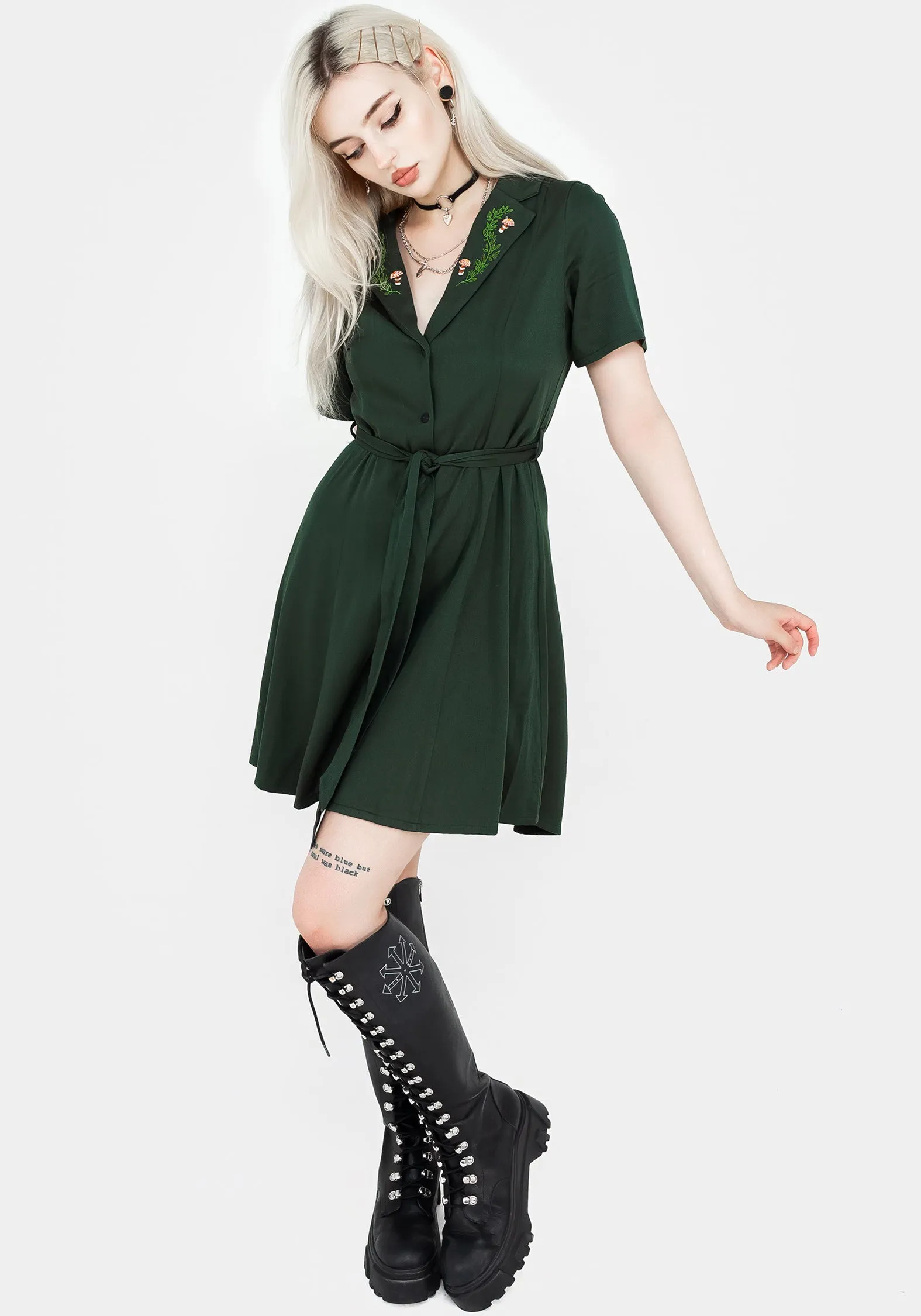 Fable Button Up Mini Shirt Dress Brunch Tone Soft Texture