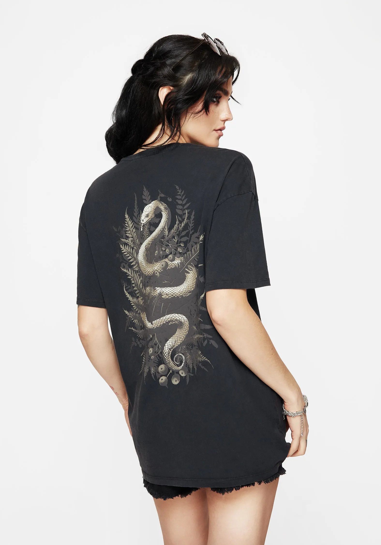 ButterSoft Handfeel MinimalistCut Gravity Cotton Snake Printed T-Shirt