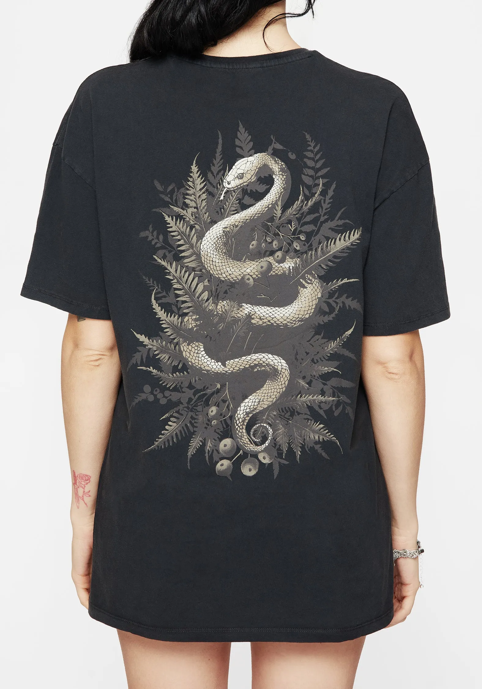Ventilated Panels Breathable Linen Blend Gravity Cotton Snake Printed T-Shirt