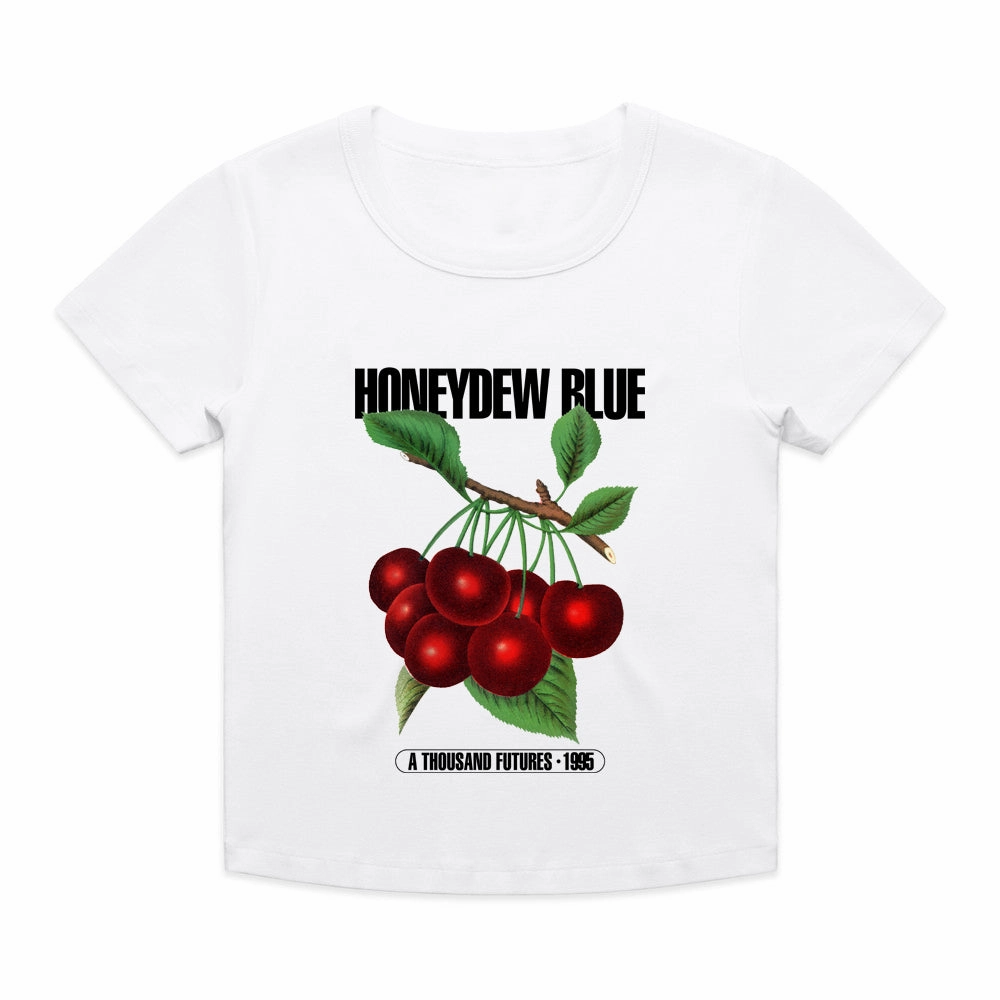 A Thousand Futures 'Honeydew Blue' Baby Tee - White Non Iron Fabric