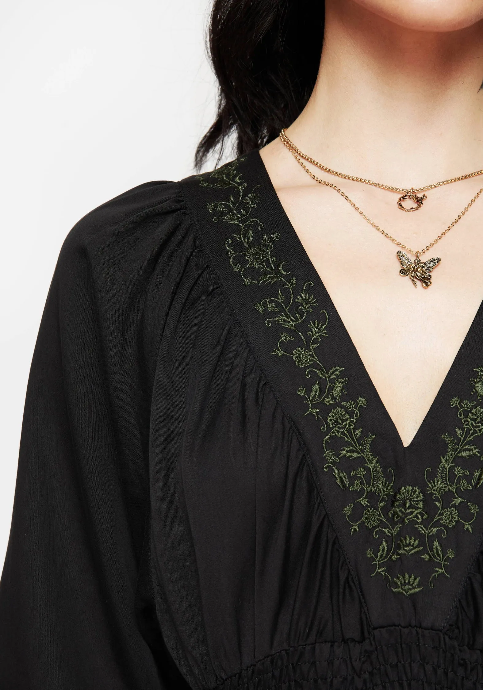 Veil Floral Embroidered Batwing Midaxi Dress Air Beauty