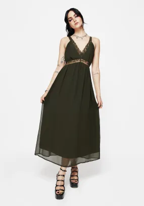 Idalia Lace Insert Cami Midi Dress Sweetheart-Neck