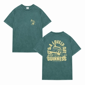 Guinness x UN:IK 'Football Toucan' Vintage Washed Tee - Green ColorfastFabricTech Reinforced Shoulders