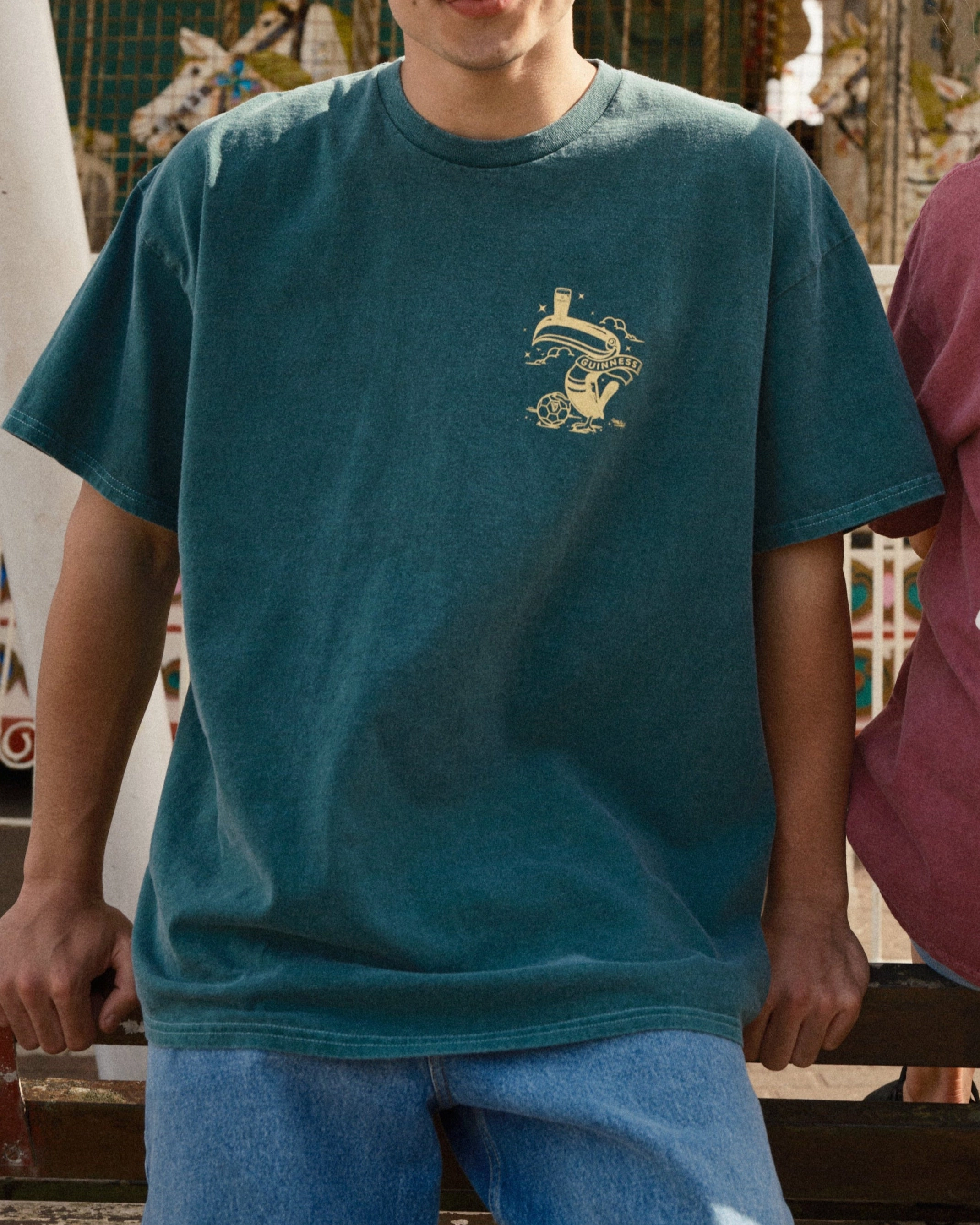 Guinness x UN:IK 'Football Toucan' Vintage Washed Tee - Green On-the-Go Comfort