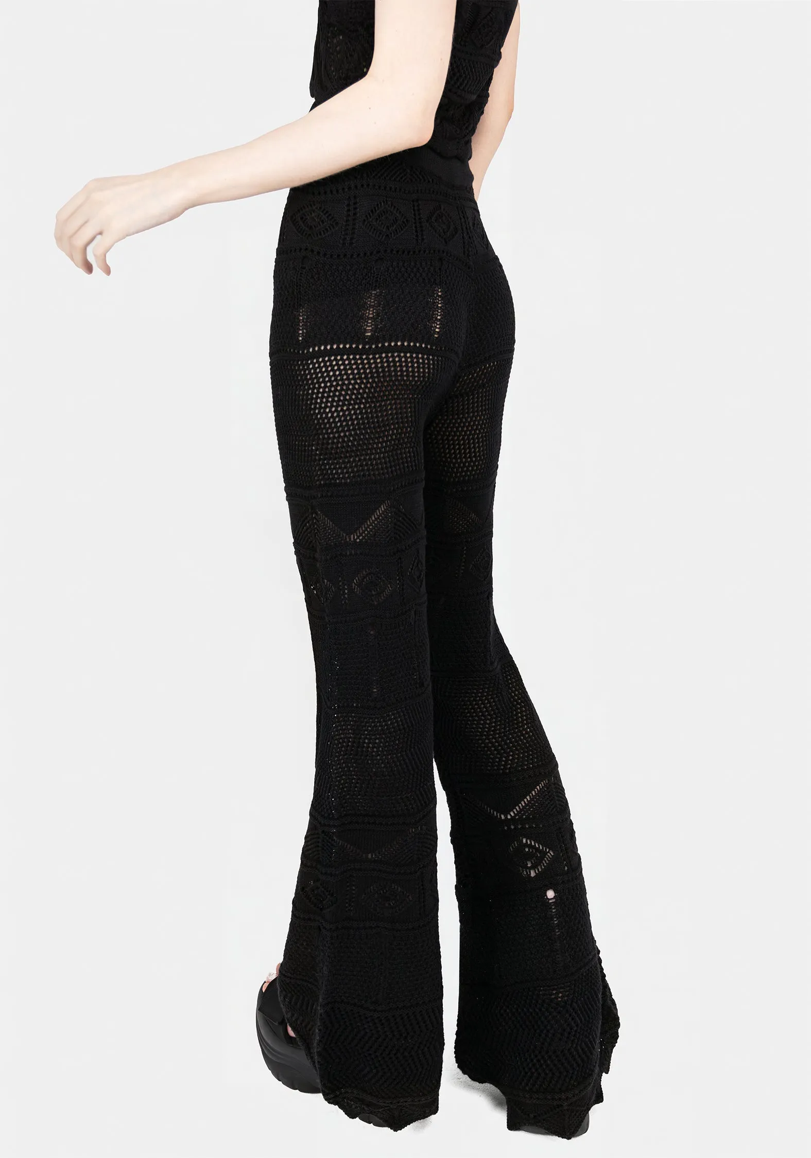 Hooked Pointelle Flare Trousers Sport Comfort Casual Essentials
