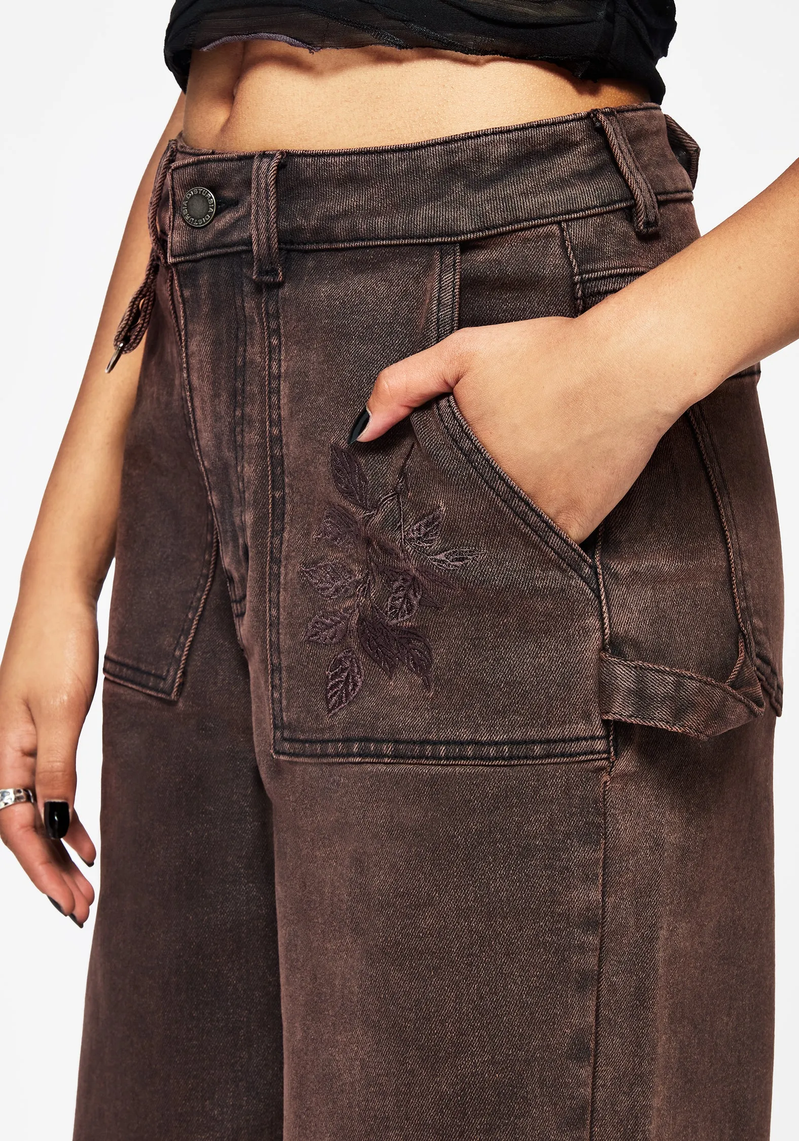 Echo Autumnal Leaf Embroidered Pocket Detail Cropped Jeans Day To Night