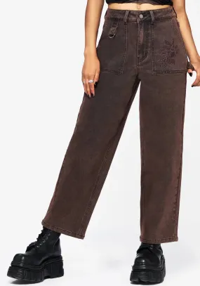 Echo Autumnal Leaf Embroidered Pocket Detail Cropped Jeans Ultra Stretch