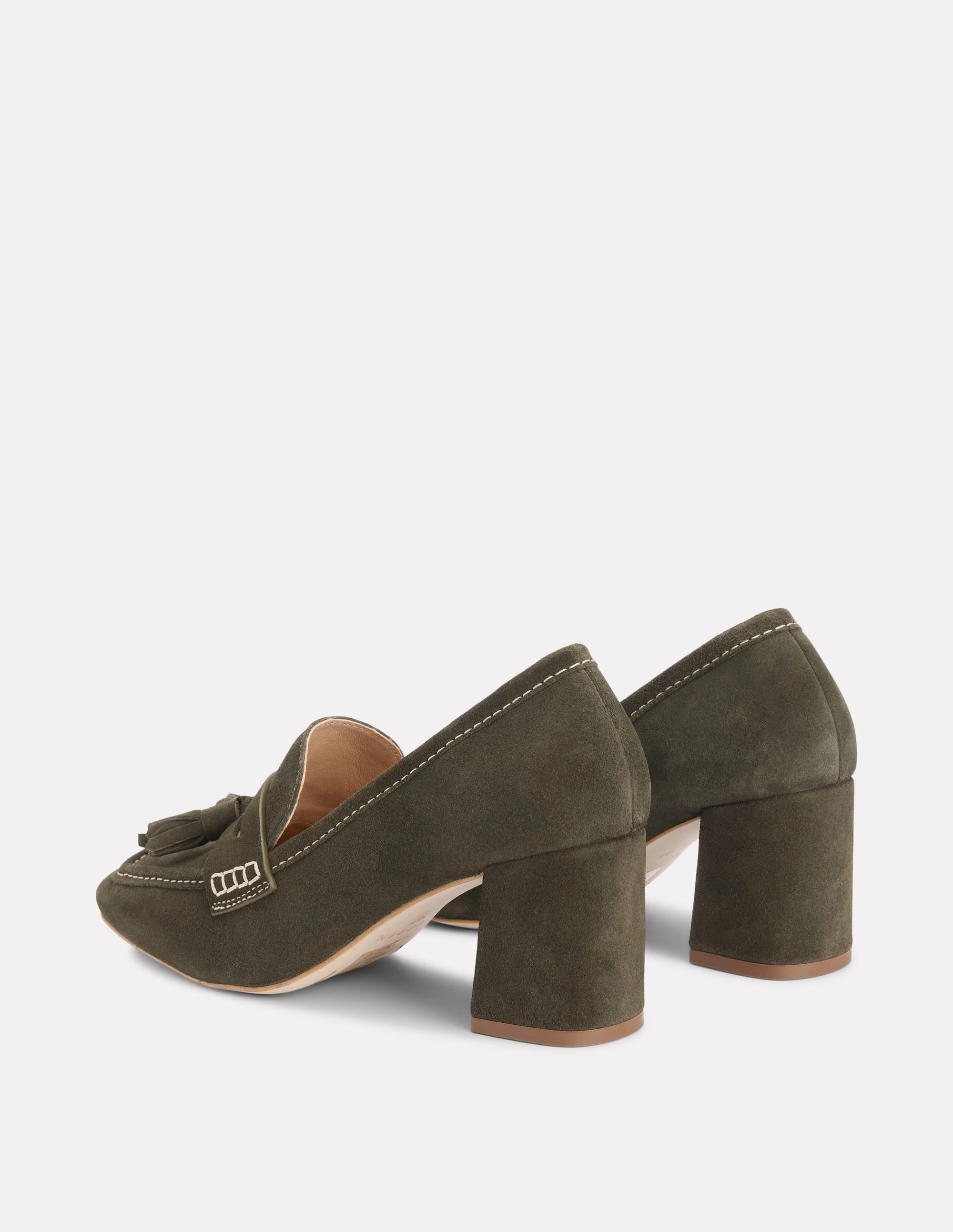 Sol Block Heeled Penny Loafers-Dark Moss Velvet Wedding Heels