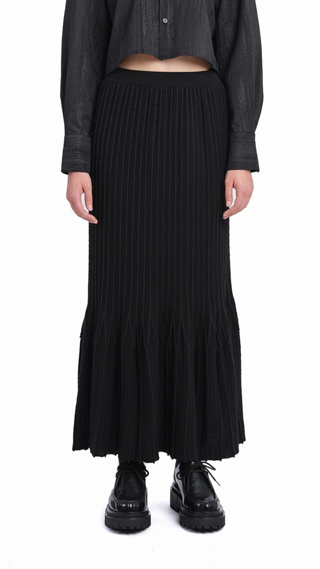 Simple Fit Smooth Look Knitted Fishtail Skirt