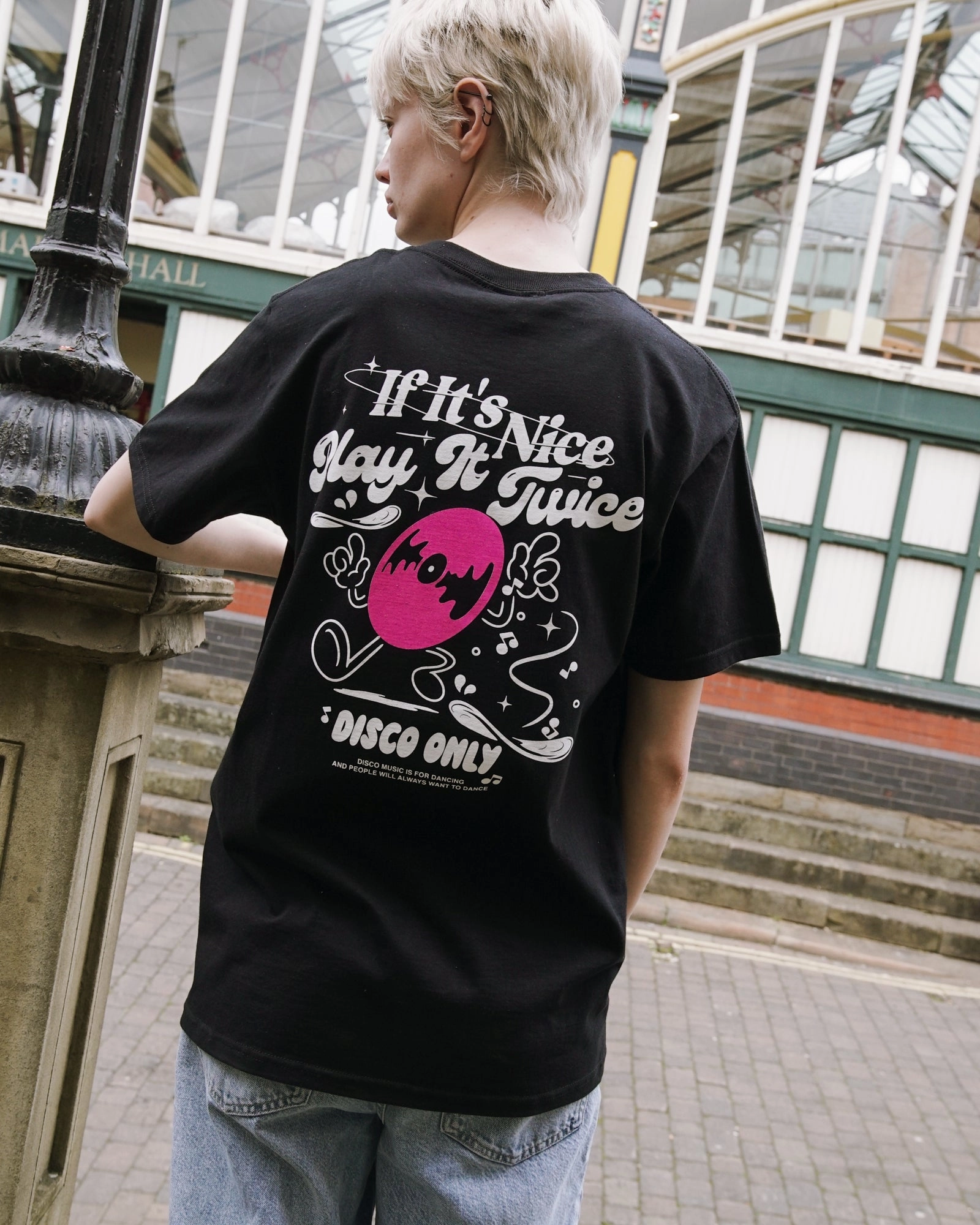 DISCO ONLY 'Play It Twice V5' Tee - Black Pocket Design