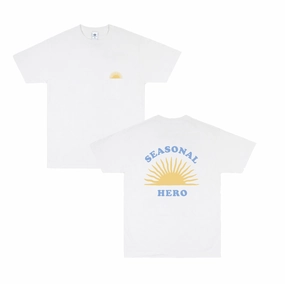 Fun and Relaxed Light Comfort Seasonal Hero 'Morning Sun' Tee - White