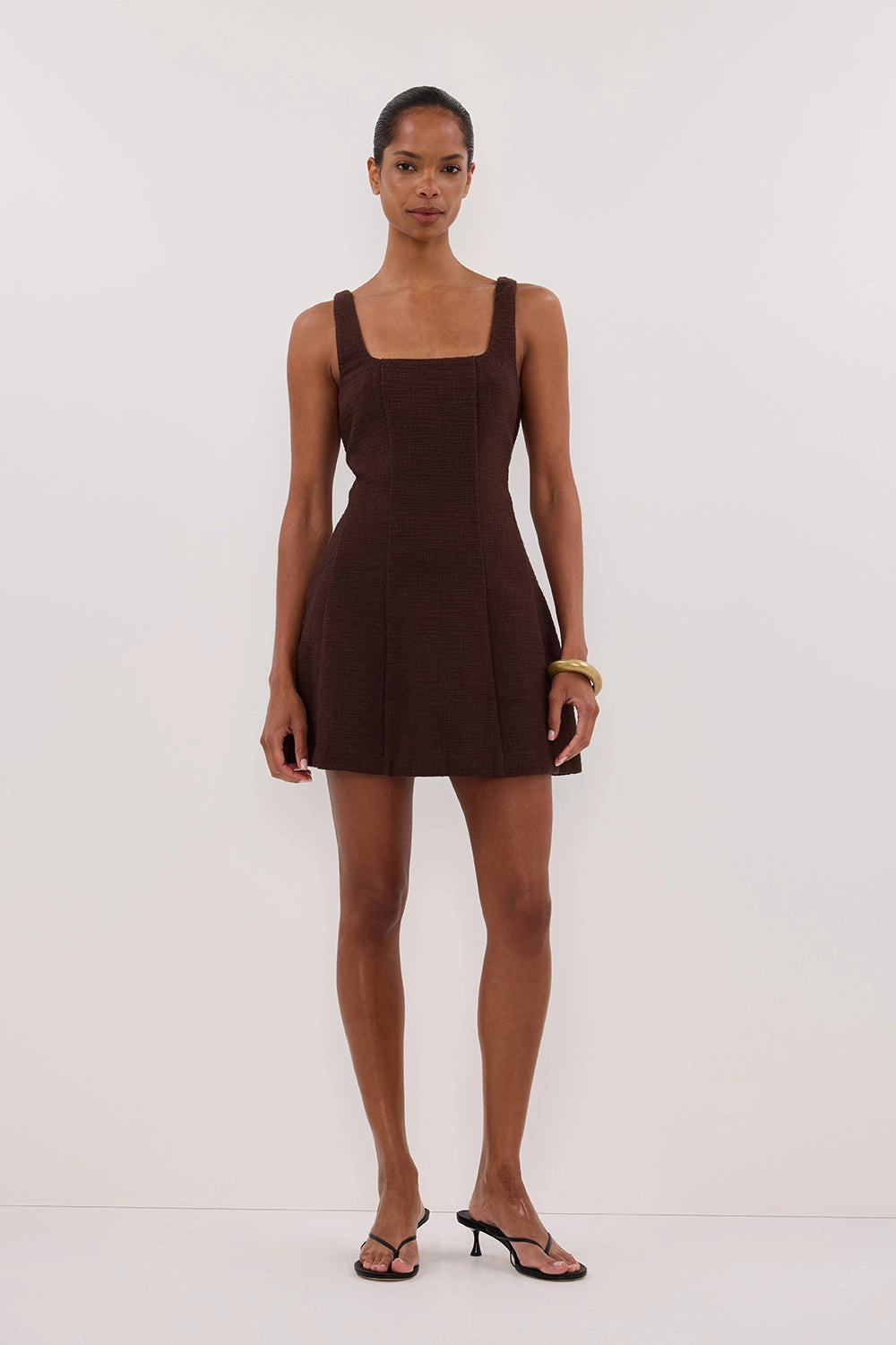 NIEVE CHOCOLATE SLEEVELESS MINI DRESS Daily Silhouette