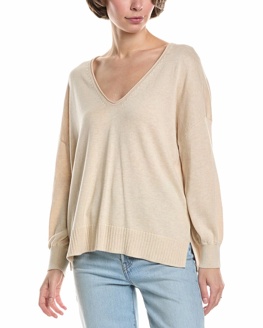 Waffle Knit Lilla P 3/4-Sleeve Drop-Shoulder Sweater