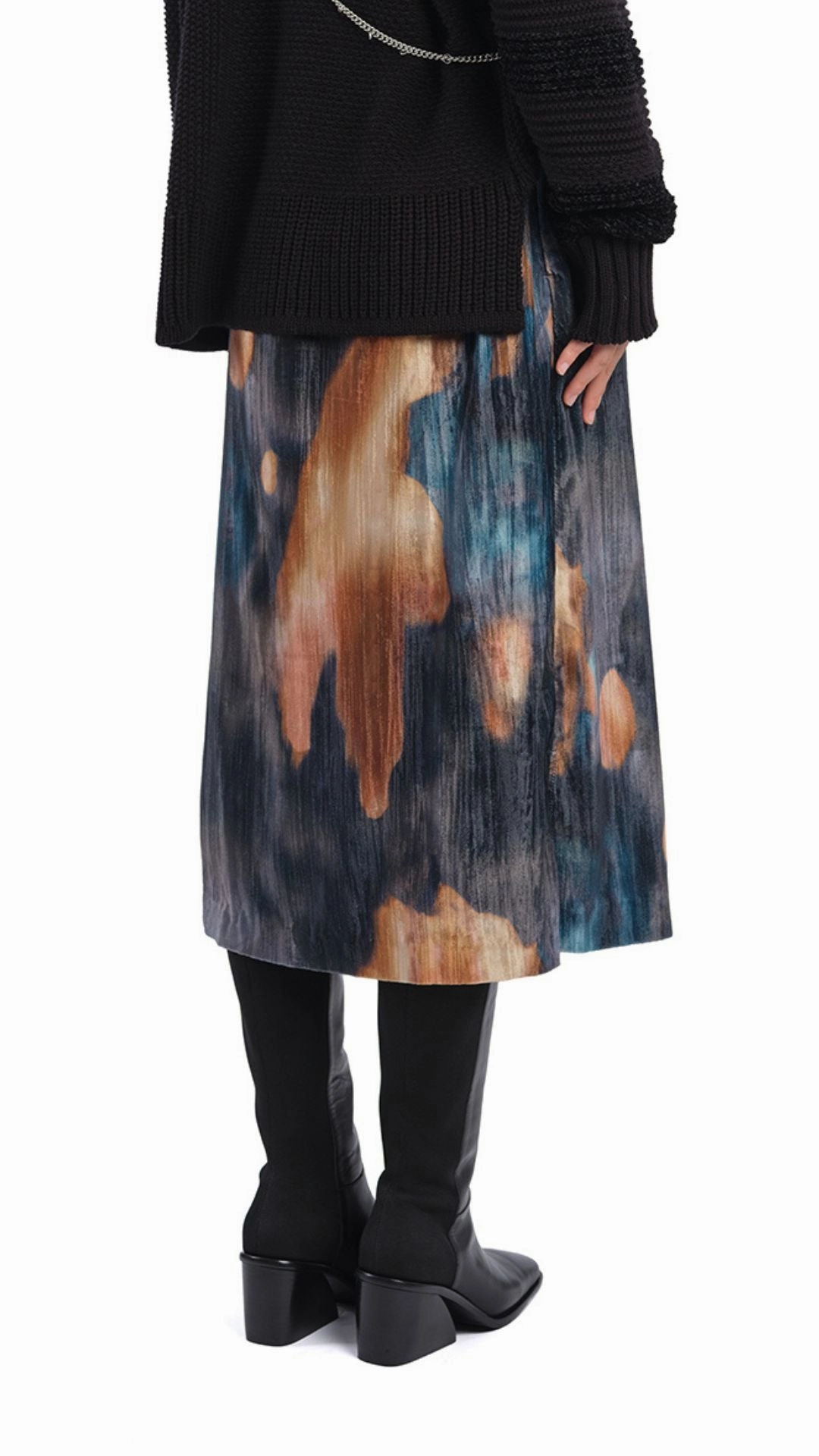 Comfort Mood Watercolour Graphic Velour Printed Skirt