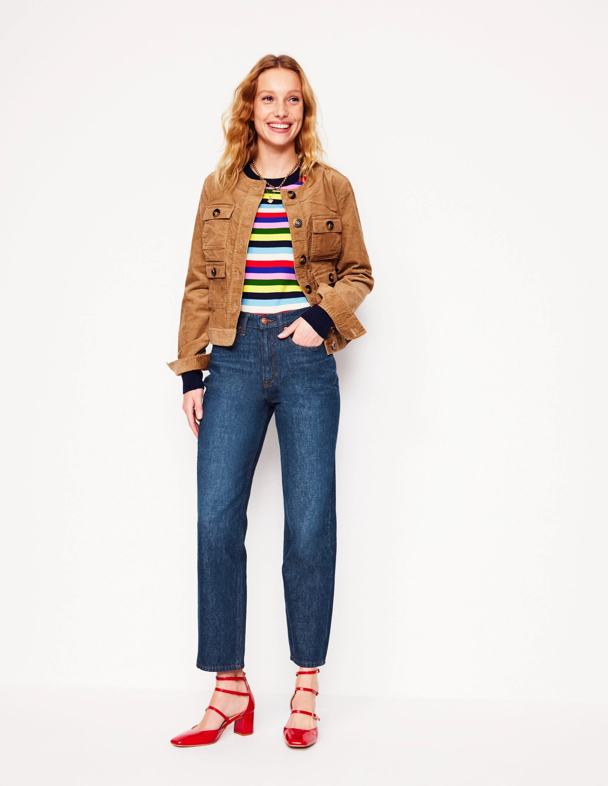Active Appeal Sporty Design High Rise Rigid Straight Jeans-Indigo Rinse