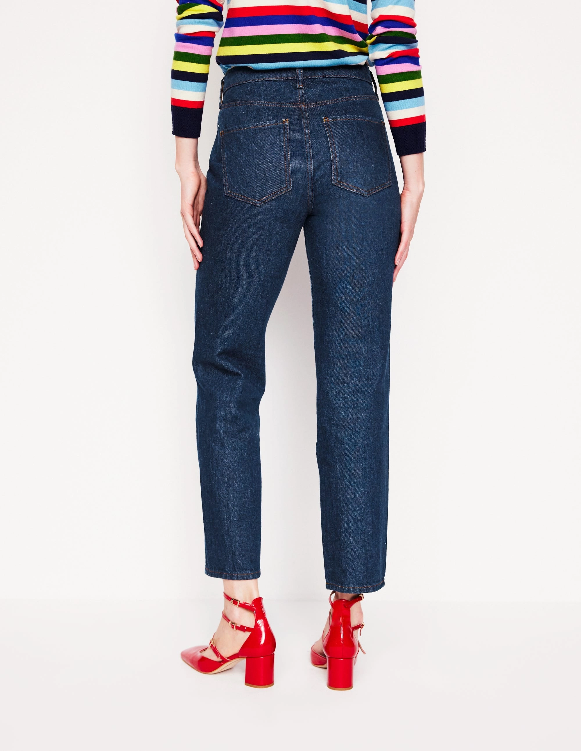 High Rise Rigid Straight Jeans-Indigo Rinse Fit Freedom