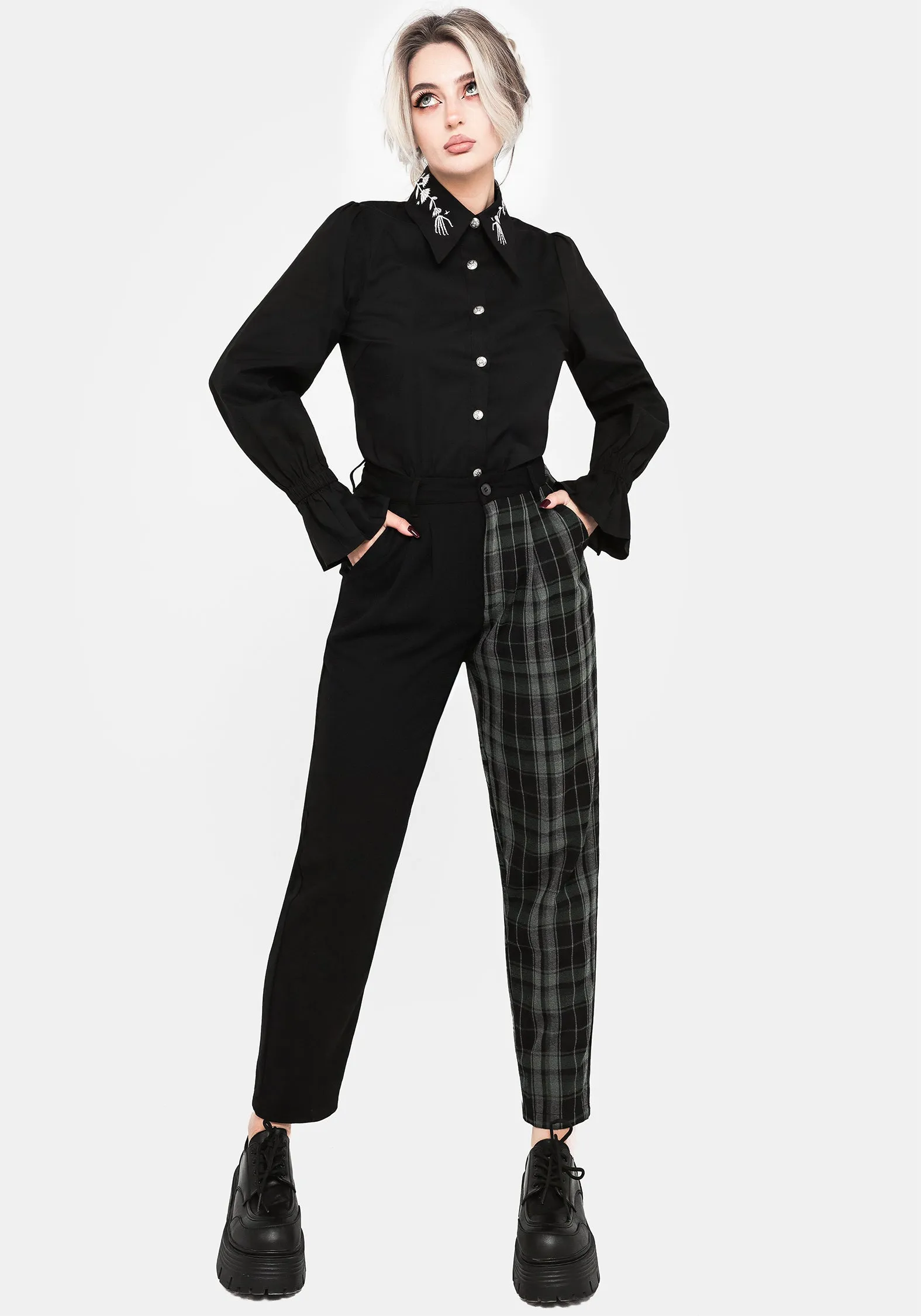 Checkmate High Waist Tapered Trousers Urban Fit