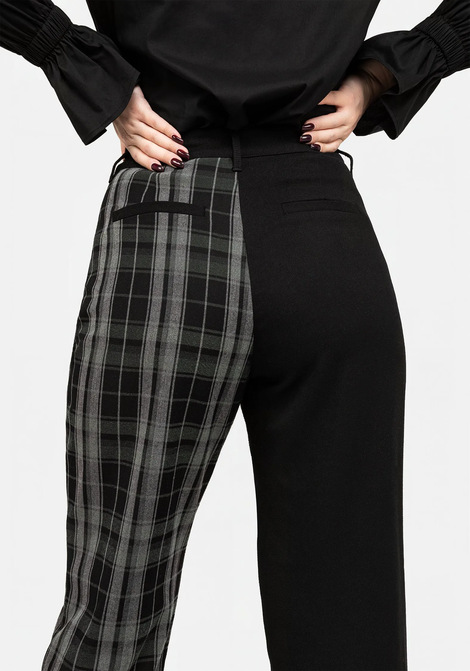 MachineWashableFabric Urban Edge Checkmate High Waist Tapered Trousers