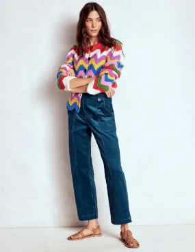 Soft Texture DoubleLayeredKnees Pimlico Cord Trousers-Indigo Blue