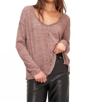 Get Up And Go Marled Long Sleeve Top In Acorn Versatile Piece Fashion Statement