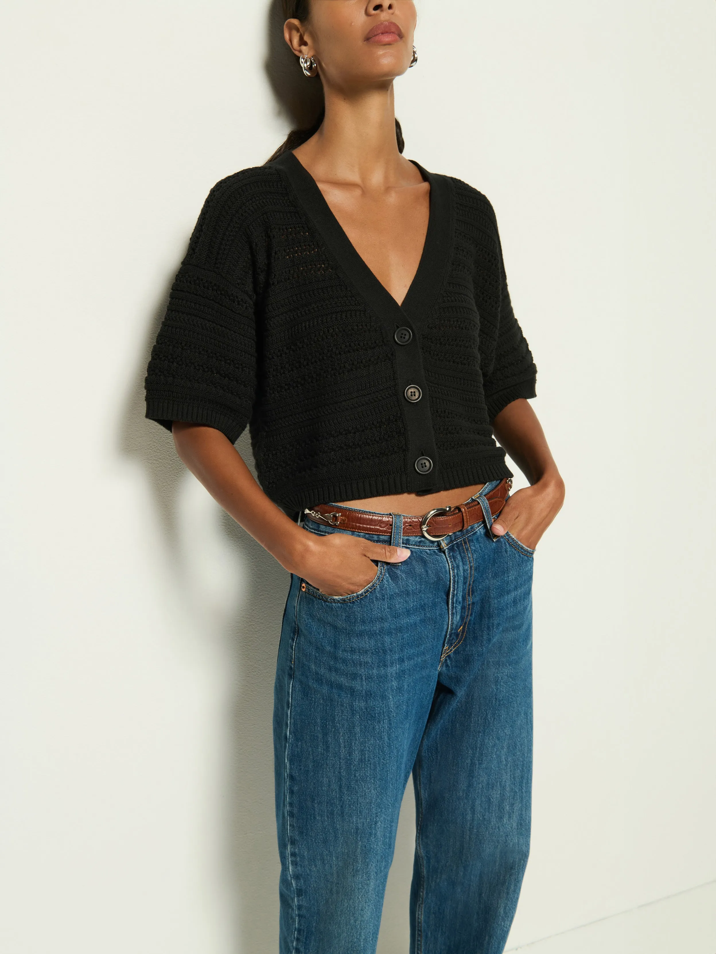 Moisture Wicking Fabric Tabby Crochet Cardi