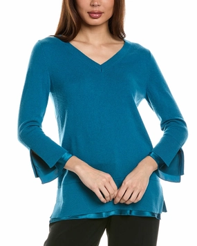 Multipanel Construction Lafayette 148 New York Wool & Cashmere-Blend V-Neck Sweater