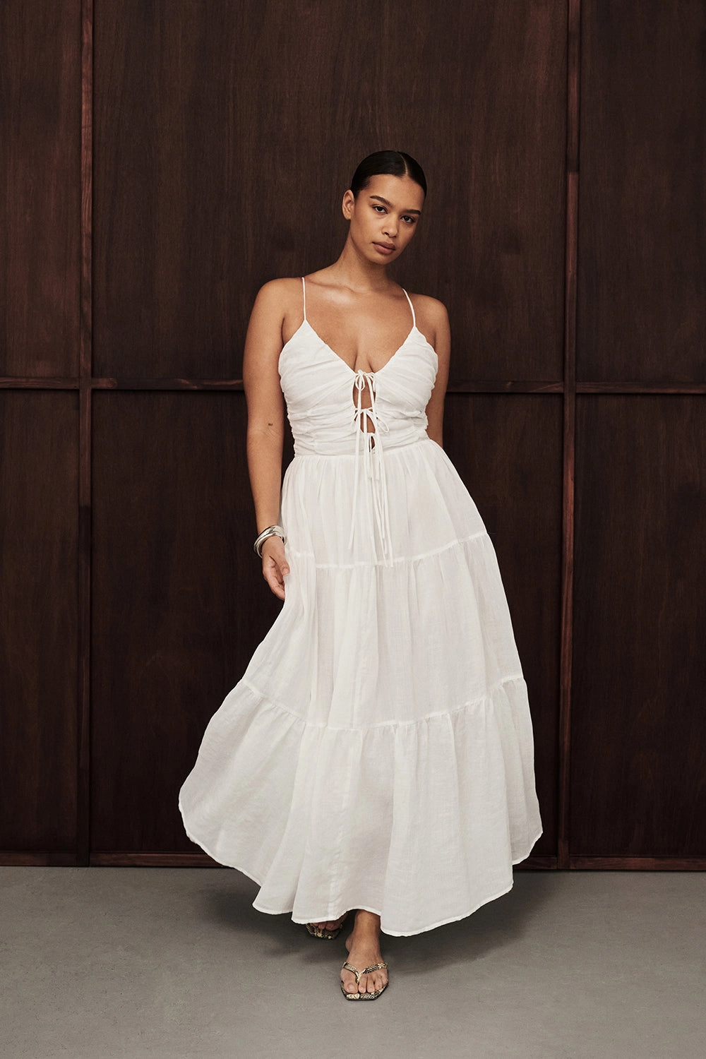 MARNIE WHITE RAMIE MIDI DRESS Low-Waist